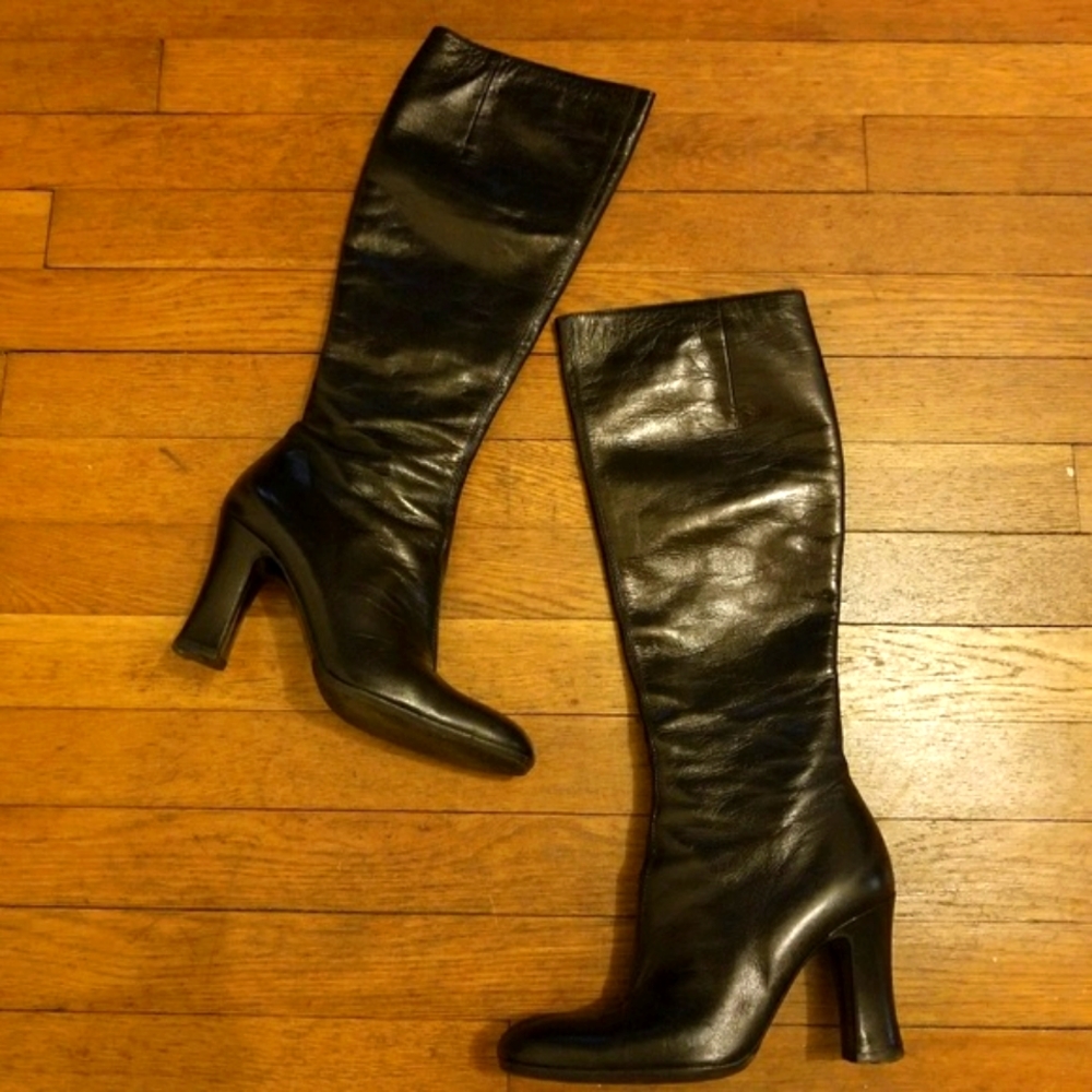 Italian, hand-made leather knee boots